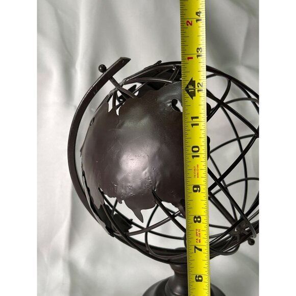 Vintage Style Metal Wire Globe with Raised Continents – Decorative Desk Top 12” - Picture 4 of 9
